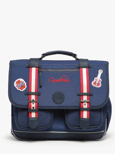 Cartable 2 Compartiments Cameleon Bleu vintage family boulanger CA38