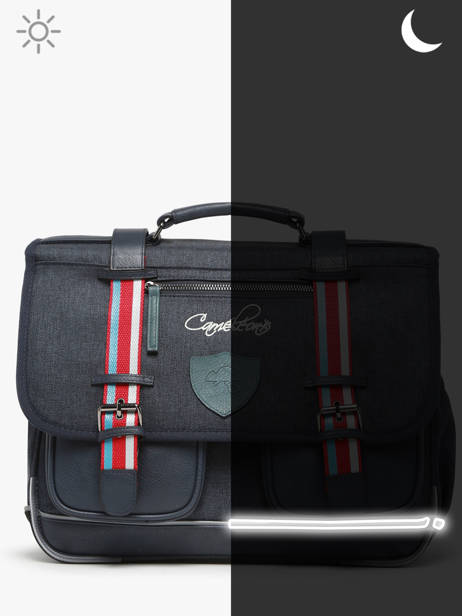 Cartable Enfant 3 Compartiments Cameleon Bleu vintage urban CA41 vue secondaire 7
