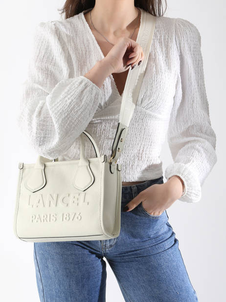 Cabas Zippé S Jour Cuir Lancel Blanc jour A12995 vue secondaire 1